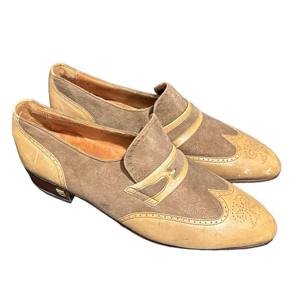 Pierre Cardin shoes men’s vintage slip on loafers 7.5 leather tan suede